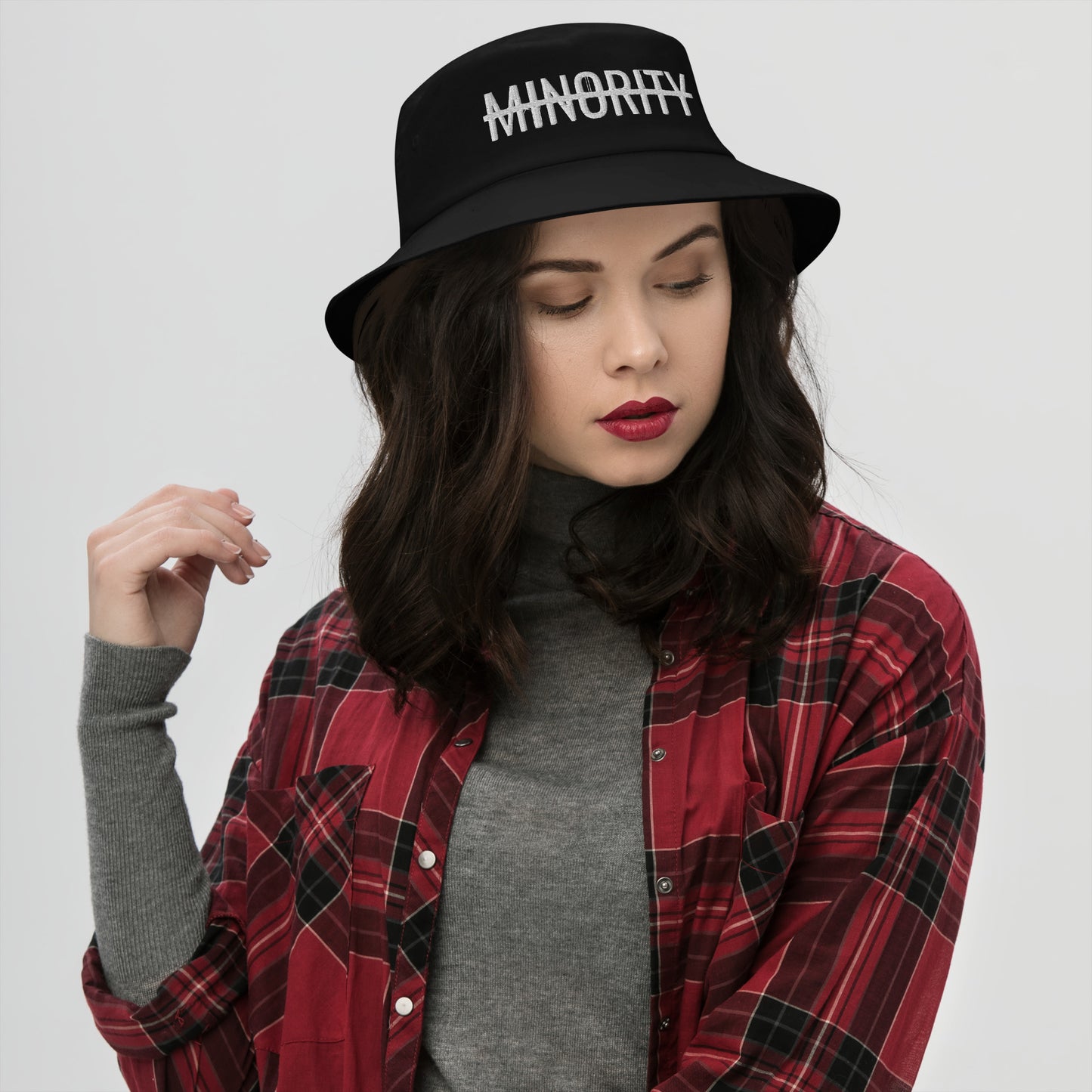 MTAM - Not A Minority Bucket Hat - White Text - Trendy, Comfortable, Versatile, Unisex, Streetwear, Casual, Sporty