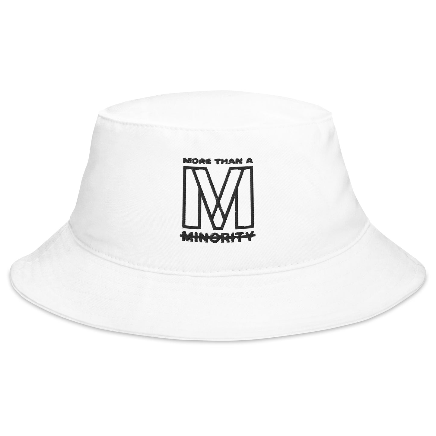 MTAM - More Than A Minority Embroidered Logo Bucket Hat - Black Text, 100% Cotton Twill, Breathable Sewn Eyelets