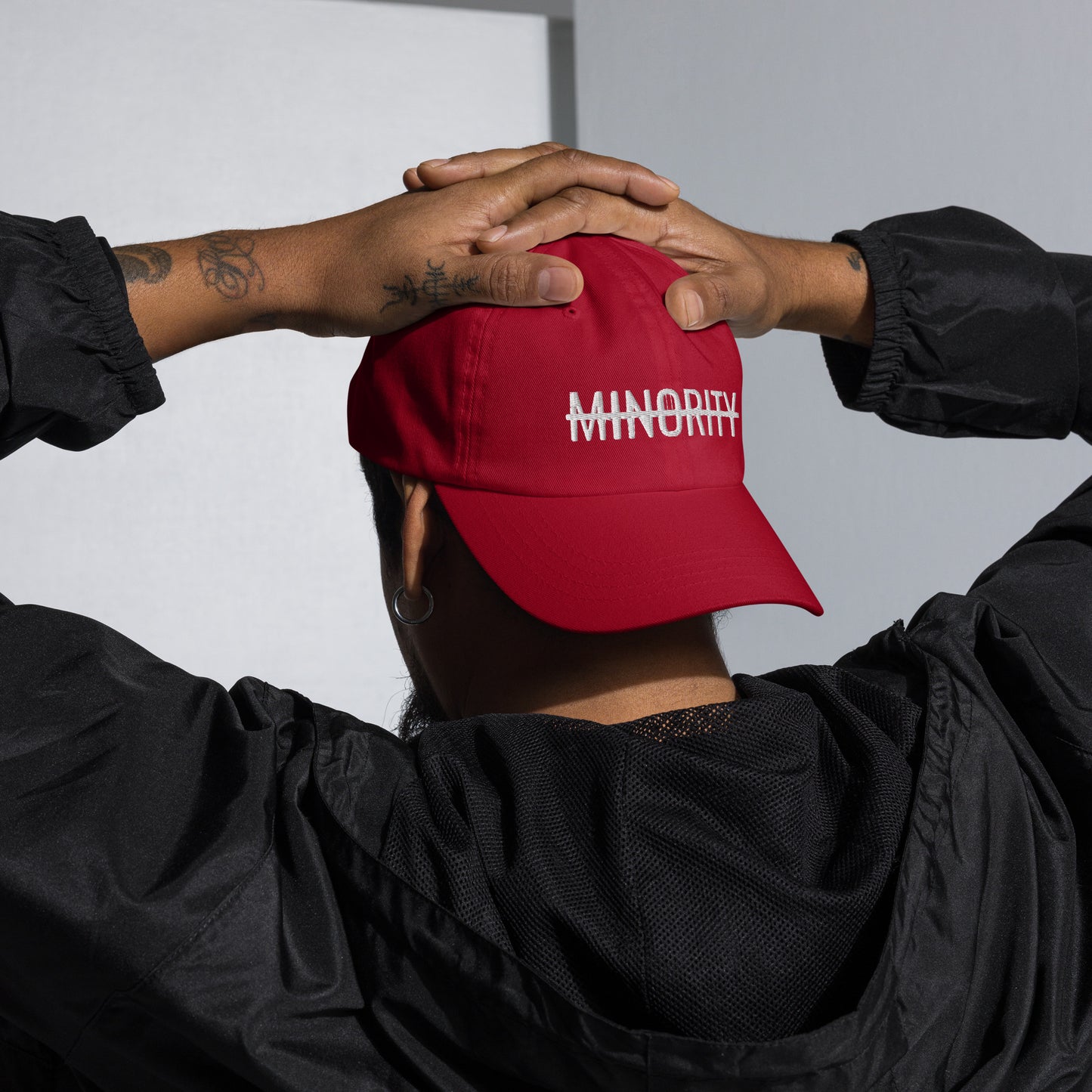 Not A Minority Embroidered Dad Hat - White Text