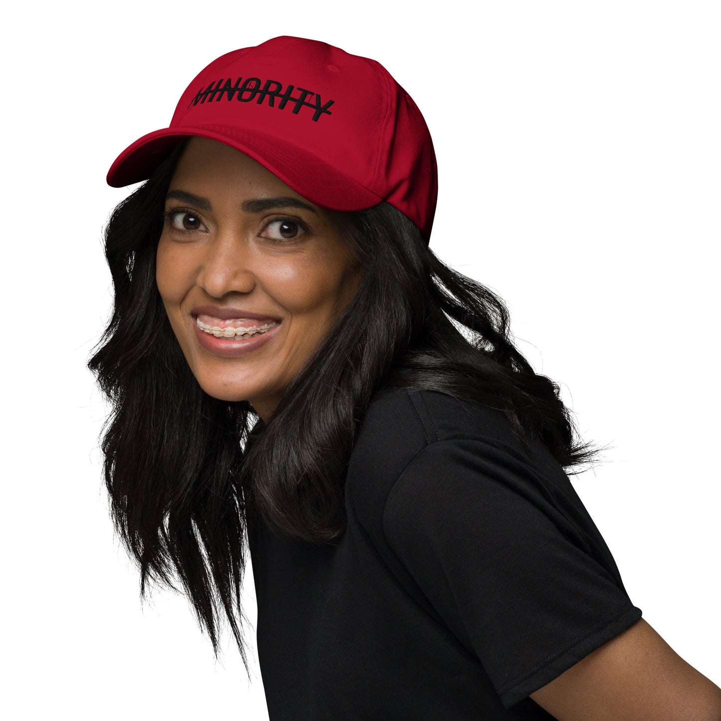 MTAM - Not A Minority Embroidered Logo Dad Hat- Black Text, 100% Cotton, Adjustable, Low Profile, Unstructured, curved visor, antique buckle