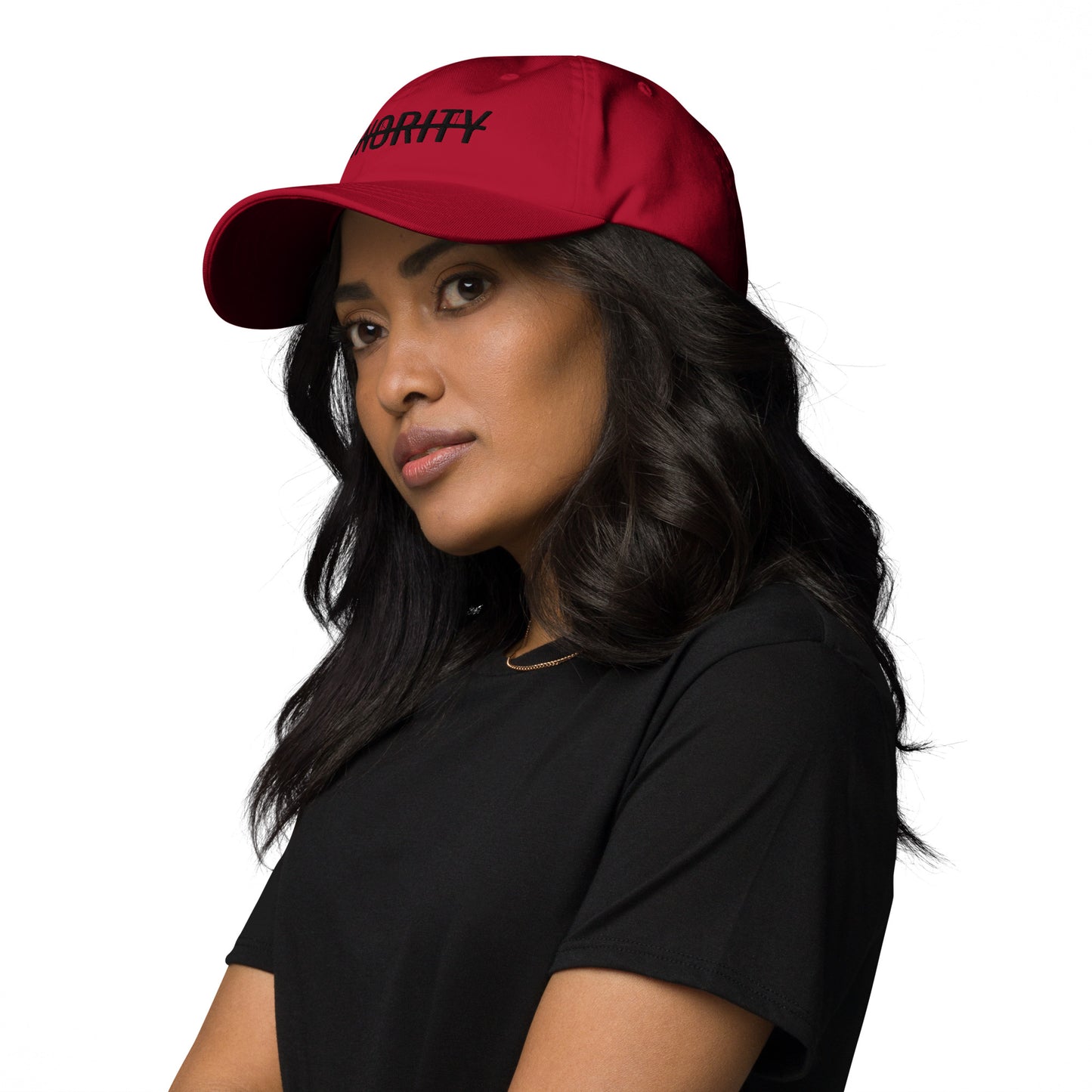 MTAM - Not A Minority Embroidered Logo Dad Hat- Black Text, 100% Cotton, Adjustable, Low Profile, Unstructured, curved visor, antique buckle