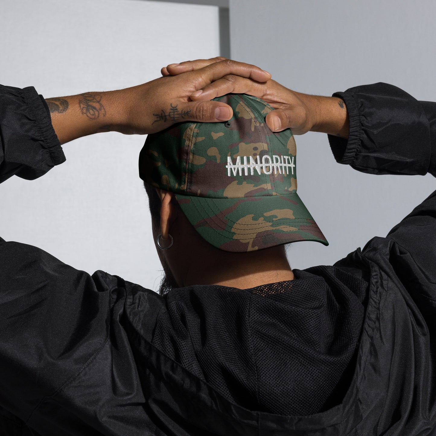 Not A Minority Embroidered Dad Hat - White Text