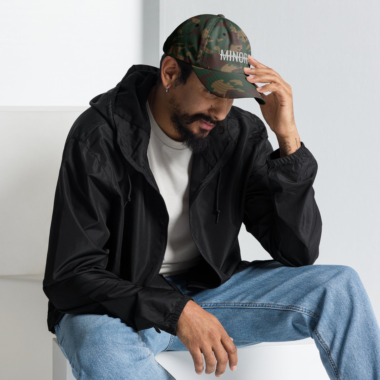 Not A Minority Embroidered Dad Hat - White Text