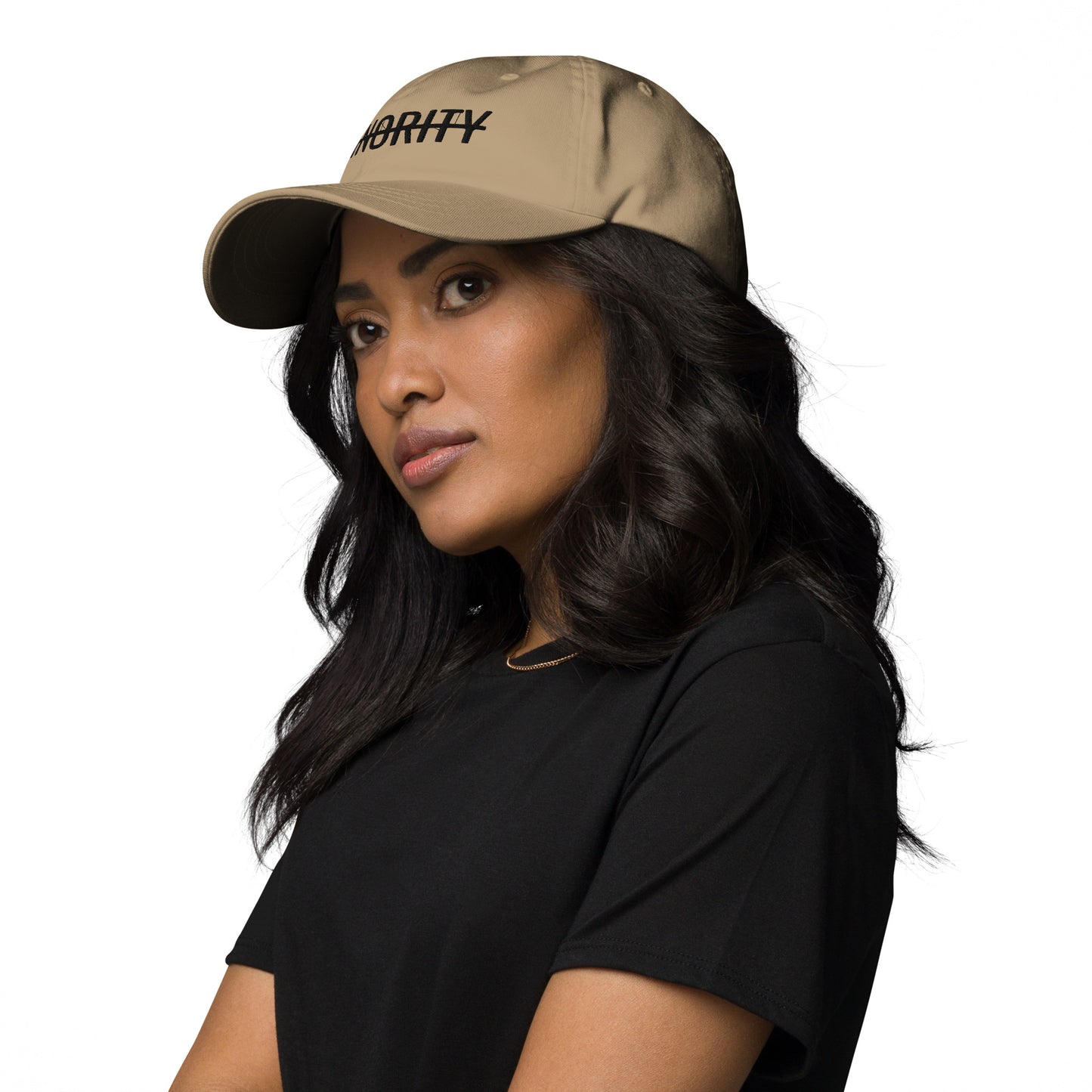 MTAM - Not A Minority Embroidered Logo Dad Hat- Black Text, 100% Cotton, Adjustable, Low Profile, Unstructured, curved visor, antique buckle