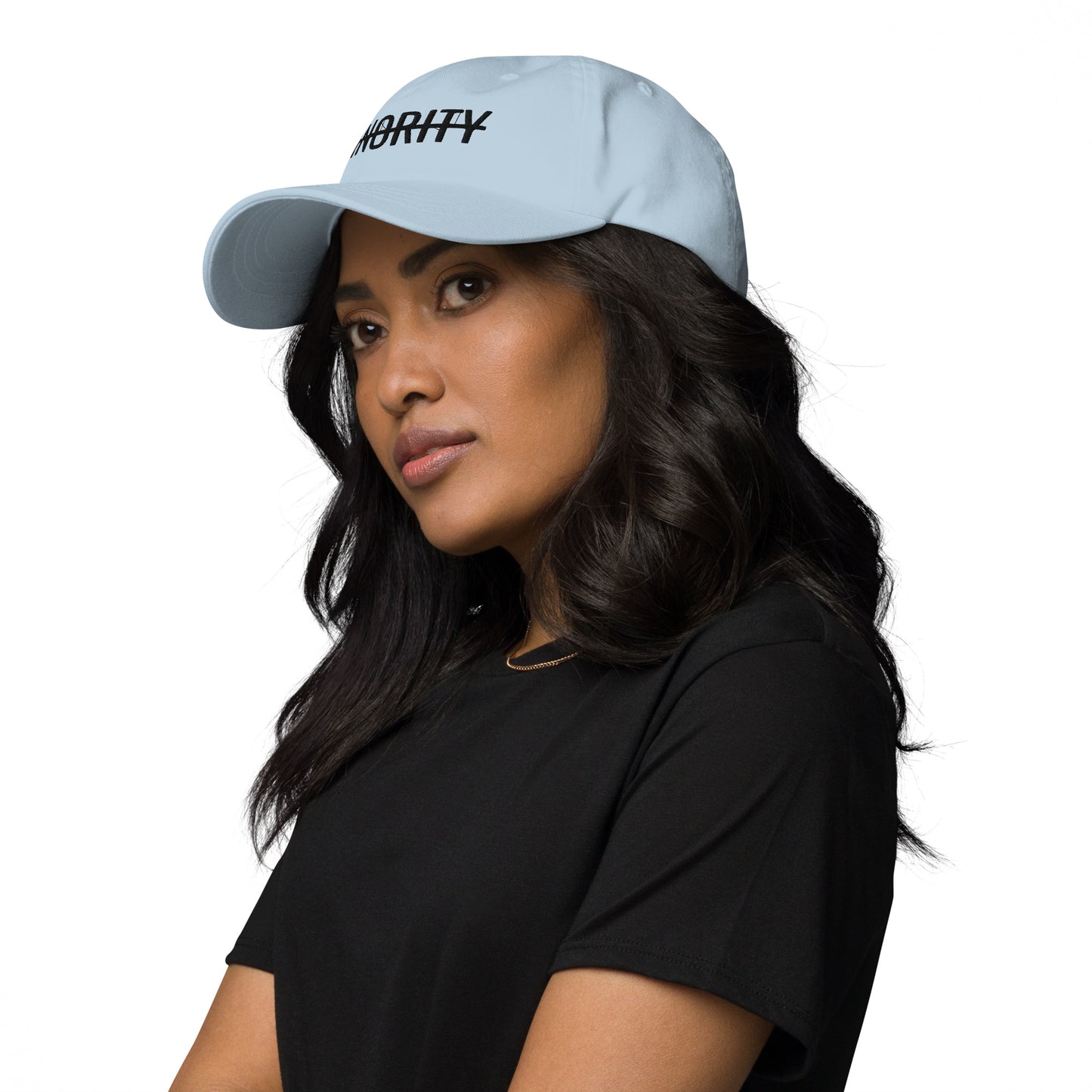 MTAM - Not A Minority Embroidered Logo Dad Hat- Black Text, 100% Cotton, Adjustable, Low Profile, Unstructured, curved visor, antique buckle