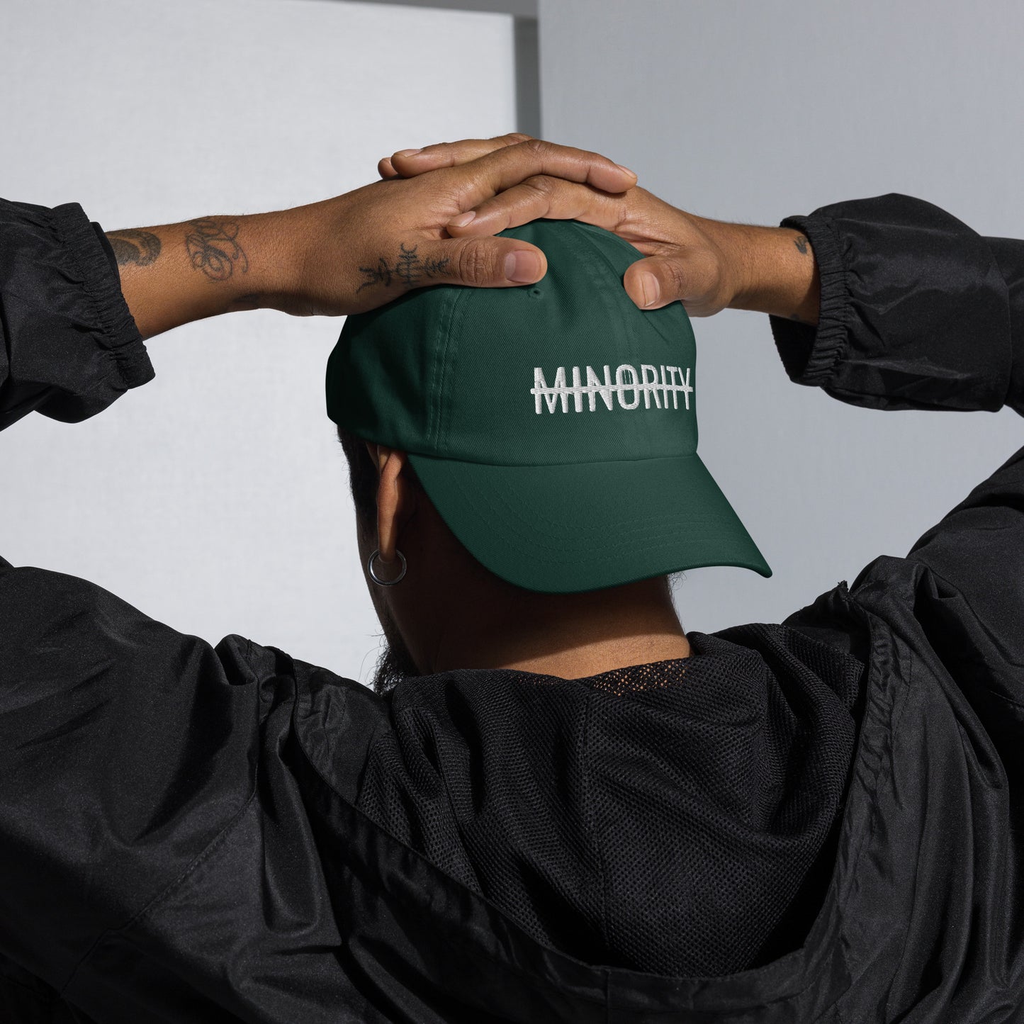 Not A Minority Embroidered Dad Hat - White Text