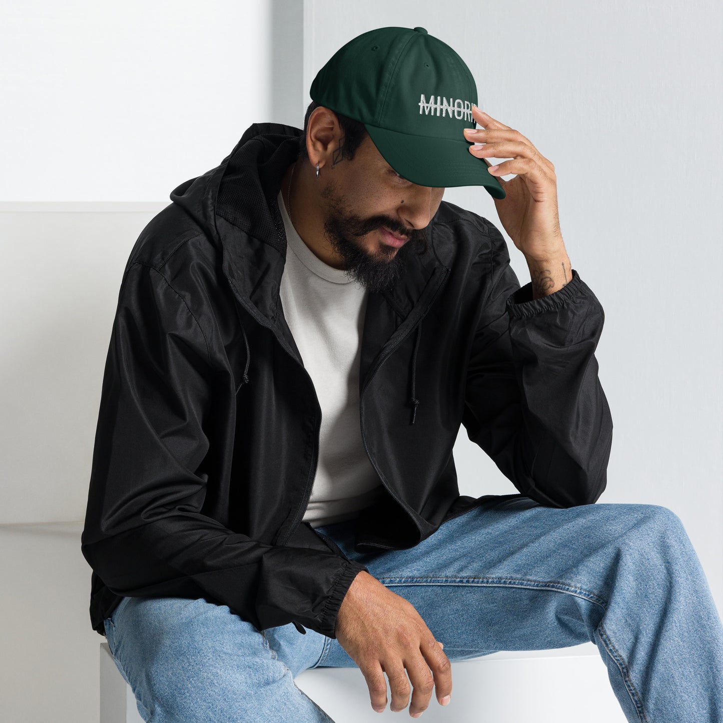 Not A Minority Embroidered Dad Hat - White Text