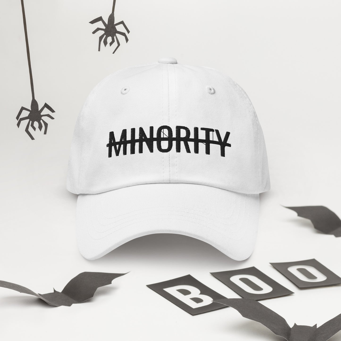 MTAM - Not A Minority Embroidered Logo Dad Hat- Black Text, 100% Cotton, Adjustable, Low Profile, Unstructured, curved visor, antique buckle
