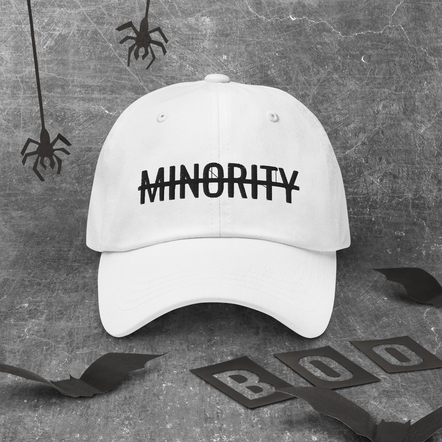 MTAM - Not A Minority Embroidered Logo Dad Hat- Black Text, 100% Cotton, Adjustable, Low Profile, Unstructured, curved visor, antique buckle