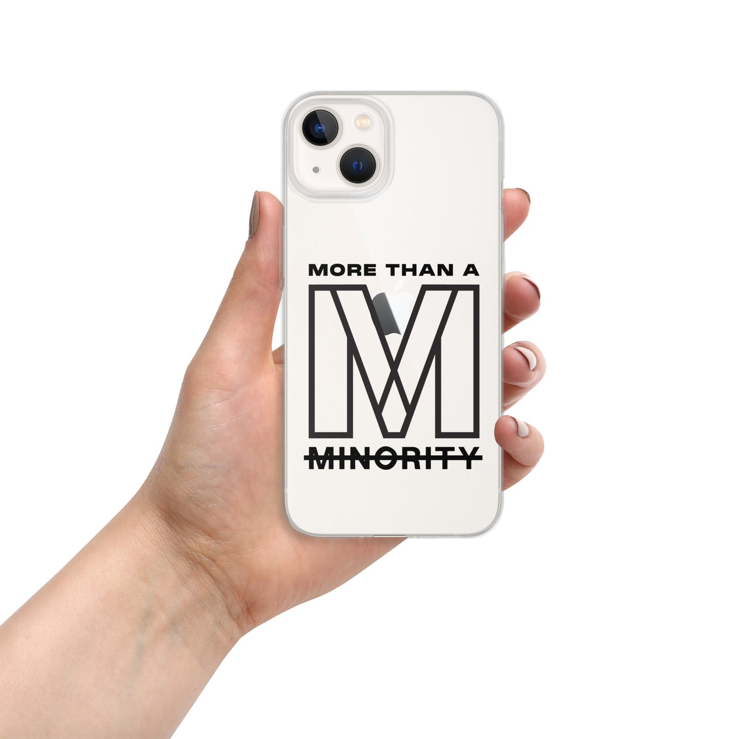 MTAM - More Than A Minority Clear Case for iPhone® | Solid Polycarbonate Back, Flexible Sides, Wireless Charging Compatible | Black LOGO