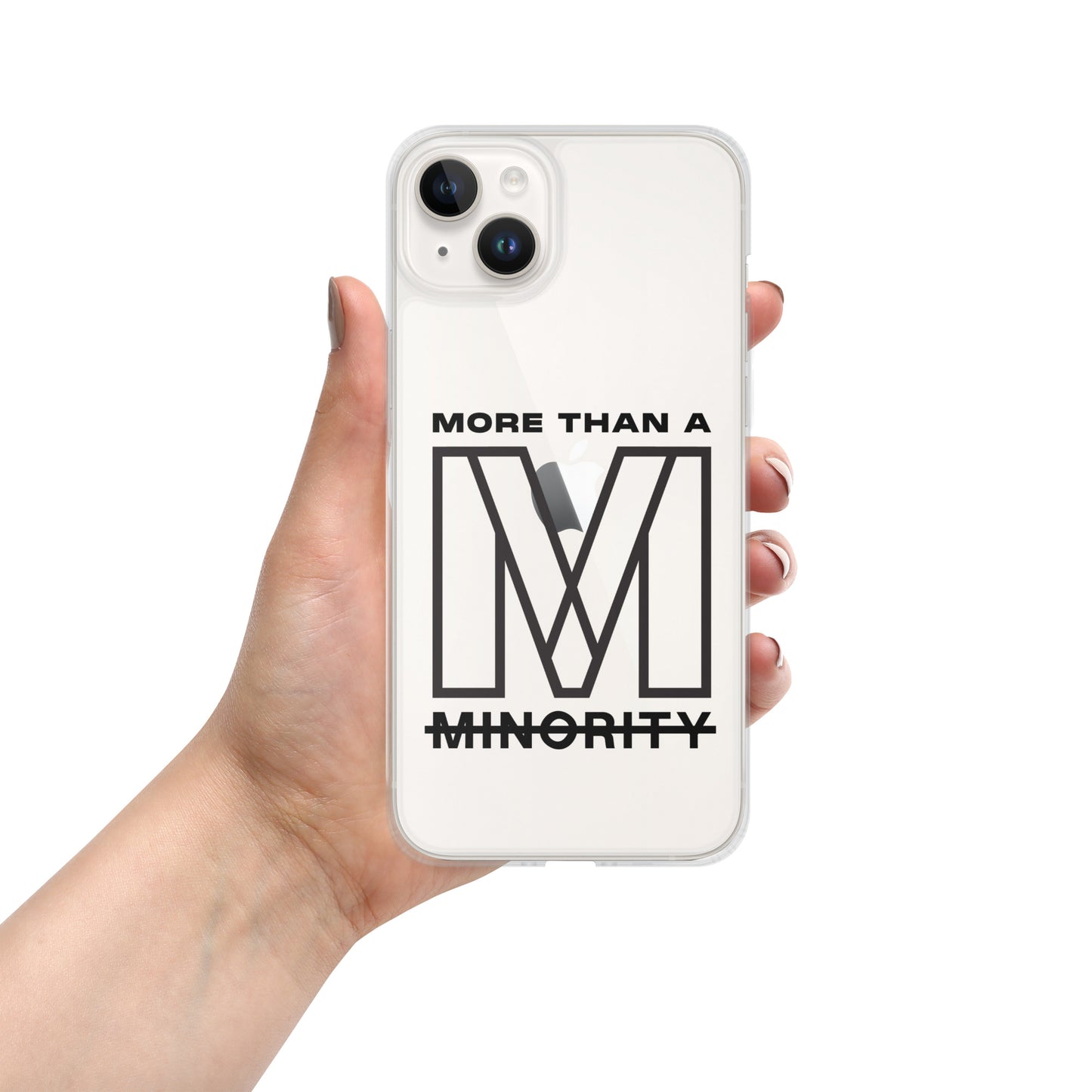 MTAM - More Than A Minority Clear Case for iPhone® | Solid Polycarbonate Back, Flexible Sides, Wireless Charging Compatible | Black LOGO