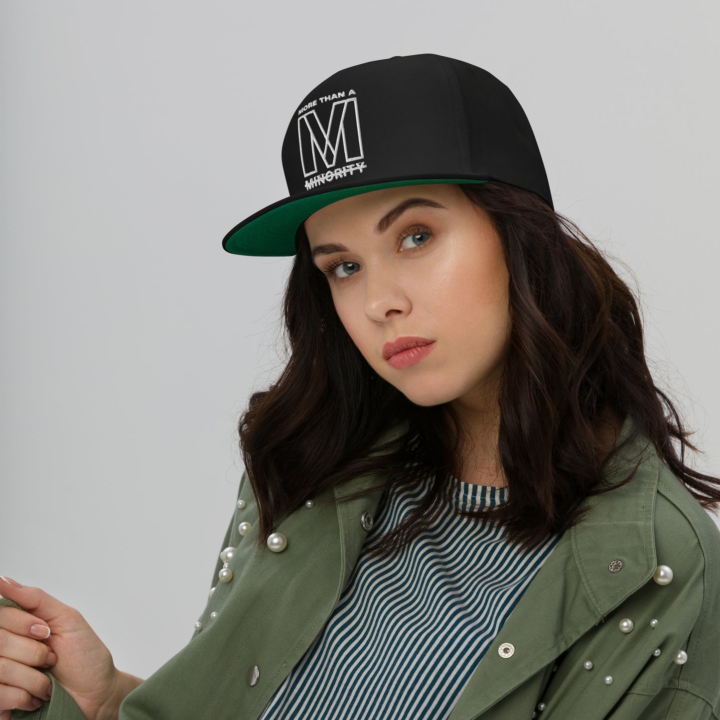 MTAM - Logo Flat Bill Cap | High-Profile Fit, Green Undervisor, 100% Cotton Twill, Snapback Closure