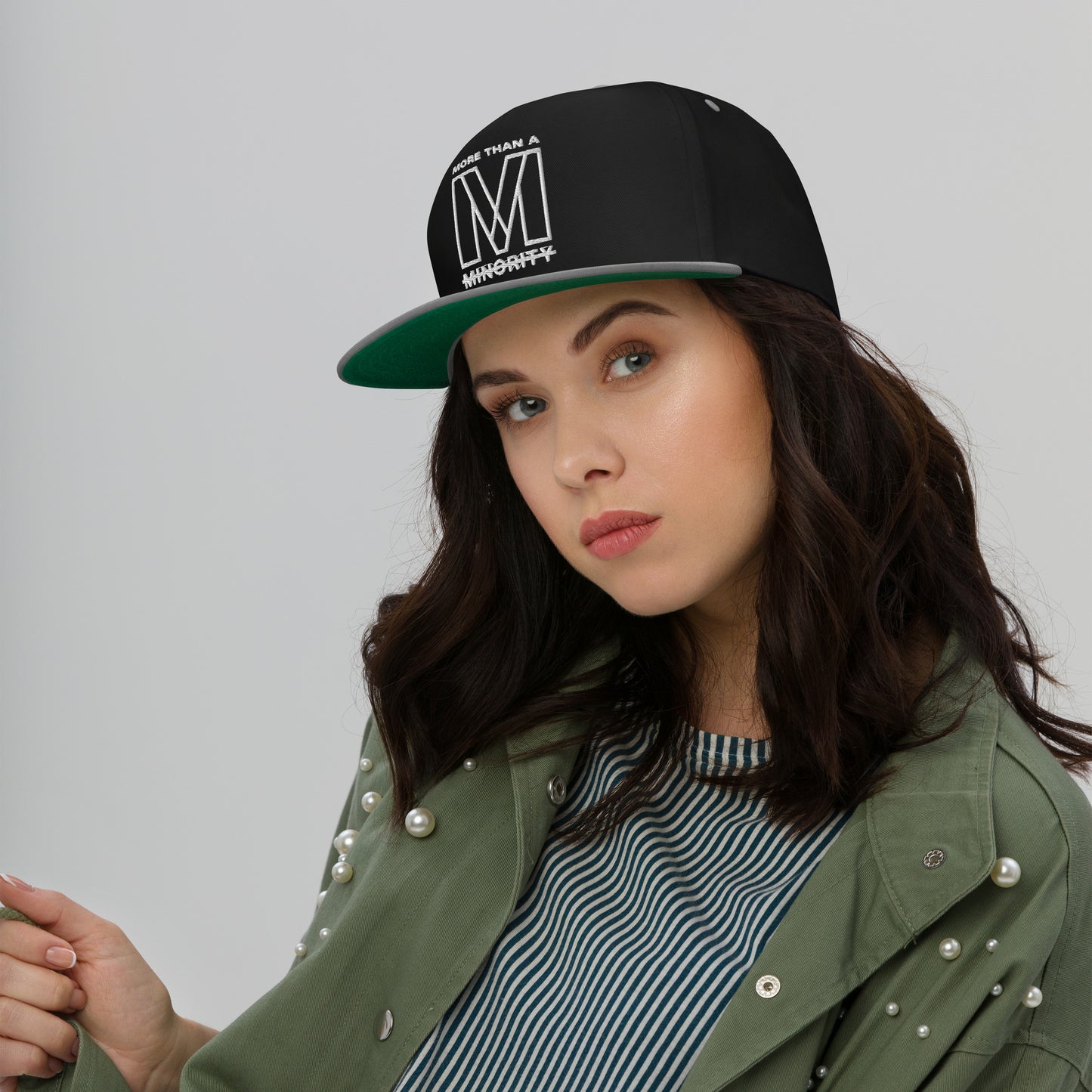 MTAM - Logo Flat Bill Cap | High-Profile Fit, Green Undervisor, 100% Cotton Twill, Snapback Closure