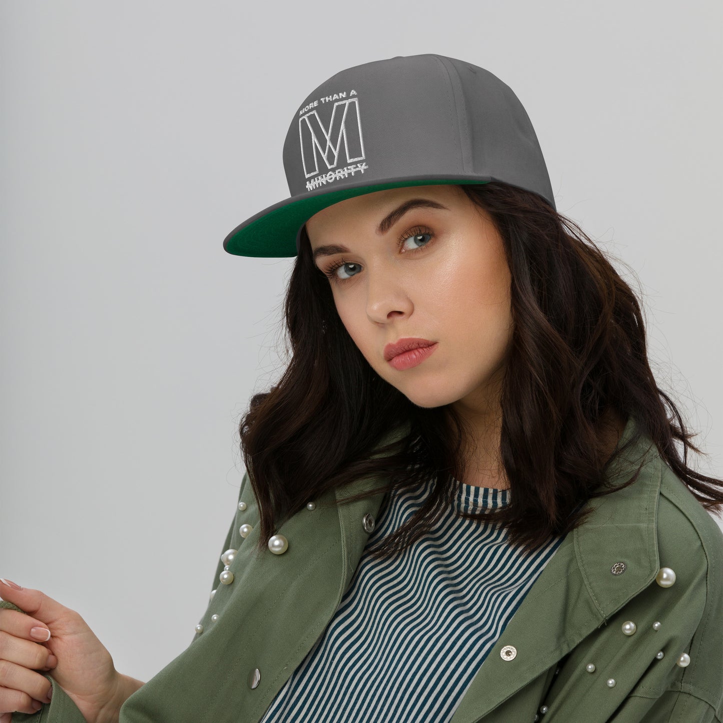 MTAM - Logo Flat Bill Cap | High-Profile Fit, Green Undervisor, 100% Cotton Twill, Snapback Closure