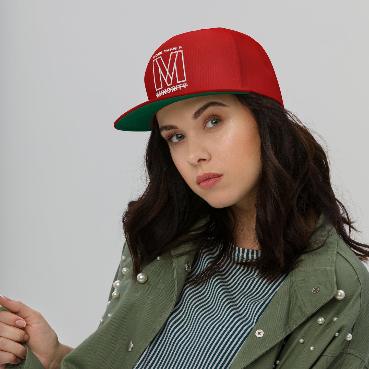 MTAM - Logo Flat Bill Cap | High-Profile Fit, Green Undervisor, 100% Cotton Twill, Snapback Closure