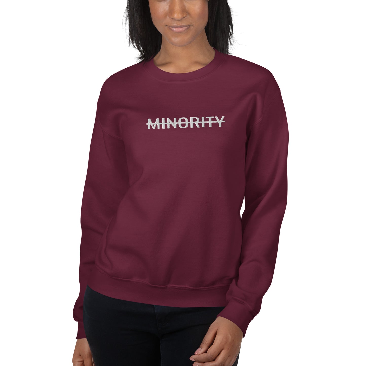 MTAM - Not A Minority Embroidered Sweatshirt - Classic Fit, Soft, Pre-Shrunk, Durable, 50% Cotton 50% Polyester