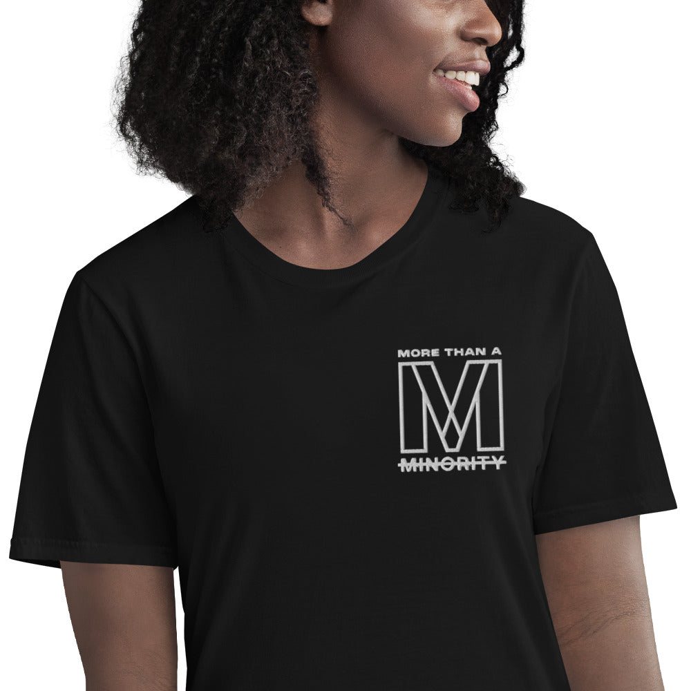MTAM - More Than A Minority Embroidered Logo + Warning: Valuable Handle With Care Tee - Multiple Color, 100% Cotton, Multiple Colors, Trendy Unisex Streetwear T-Shirt