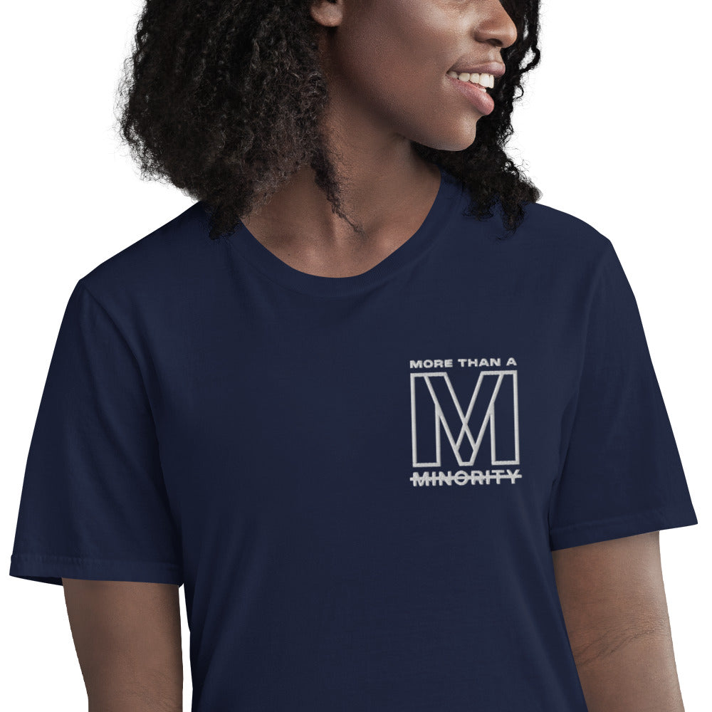 MTAM - More Than A Minority Embroidered Logo + Warning: Valuable Handle With Care Tee - Multiple Color, 100% Cotton, Multiple Colors, Trendy Unisex Streetwear T-Shirt