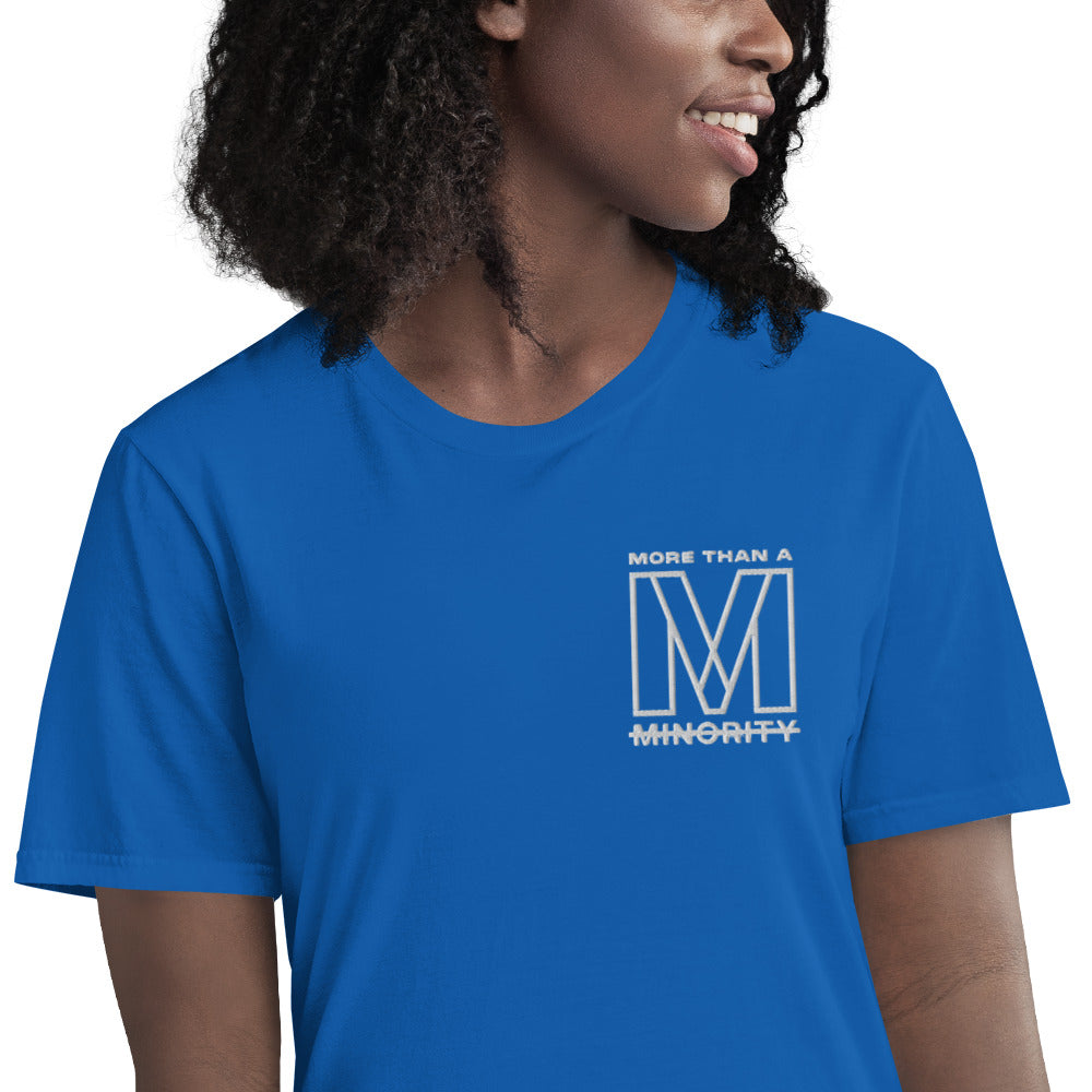 MTAM - More Than A Minority Embroidered Logo + Warning: Valuable Handle With Care Tee - Multiple Color, 100% Cotton, Multiple Colors, Trendy Unisex Streetwear T-Shirt
