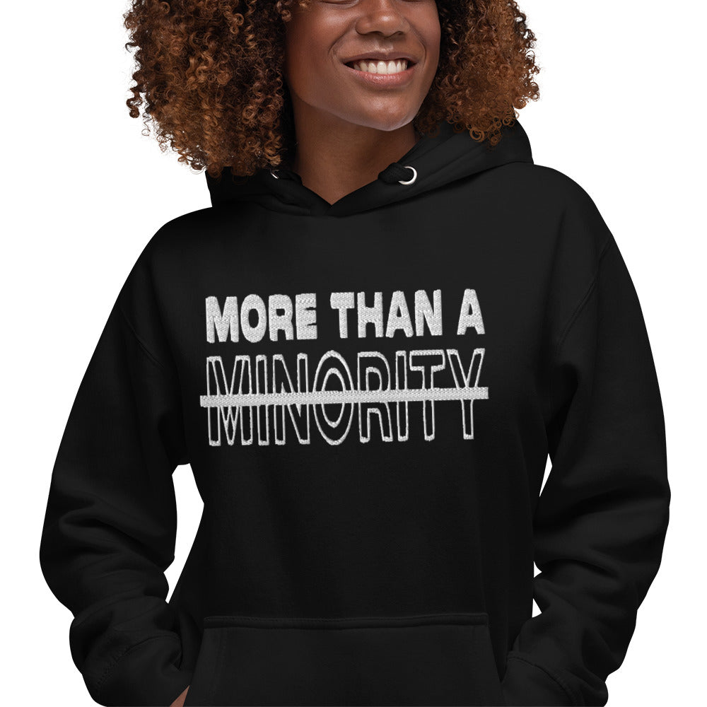 MTAM - More Than A Minority Stacked Embroidered Hoodie + Valuable Back - Soft, Stylish, and Warm with Valuable Back Patch - Perfect Streetwear for Chilly Evenings