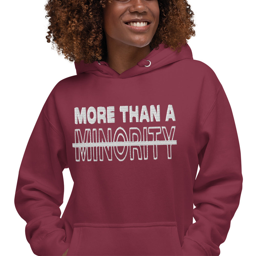 MTAM - More Than A Minority Stacked Embroidered Hoodie + Valuable Back - Soft, Stylish, and Warm with Valuable Back Patch - Perfect Streetwear for Chilly Evenings