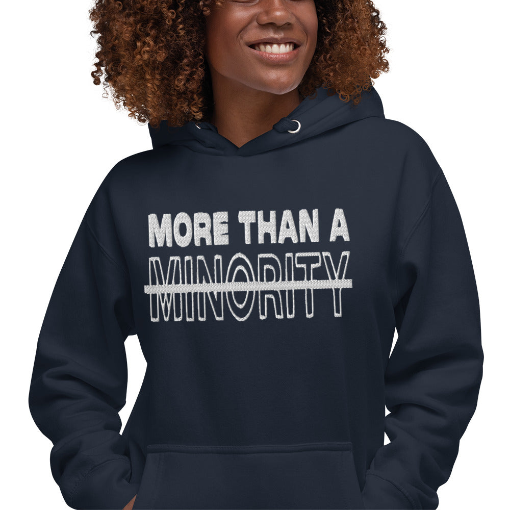 MTAM - More Than A Minority Stacked Embroidered Hoodie + Valuable Back - Soft, Stylish, and Warm with Valuable Back Patch - Perfect Streetwear for Chilly Evenings