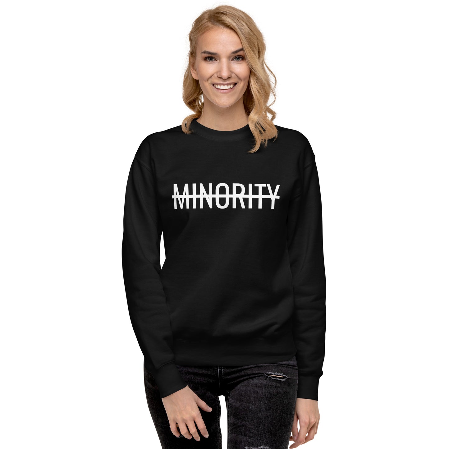MTAM - Not A Minority Crewneck Sweatshirt - Comfortable Fleece, Side-Seamed, Cotton Blend, Valuable Back