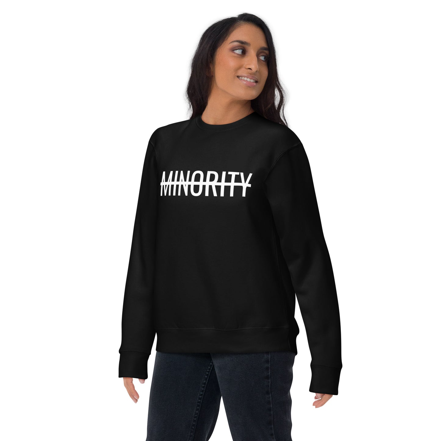 MTAM - Not A Minority Crewneck Sweatshirt - Comfortable Fleece, Side-Seamed, Cotton Blend, Valuable Back