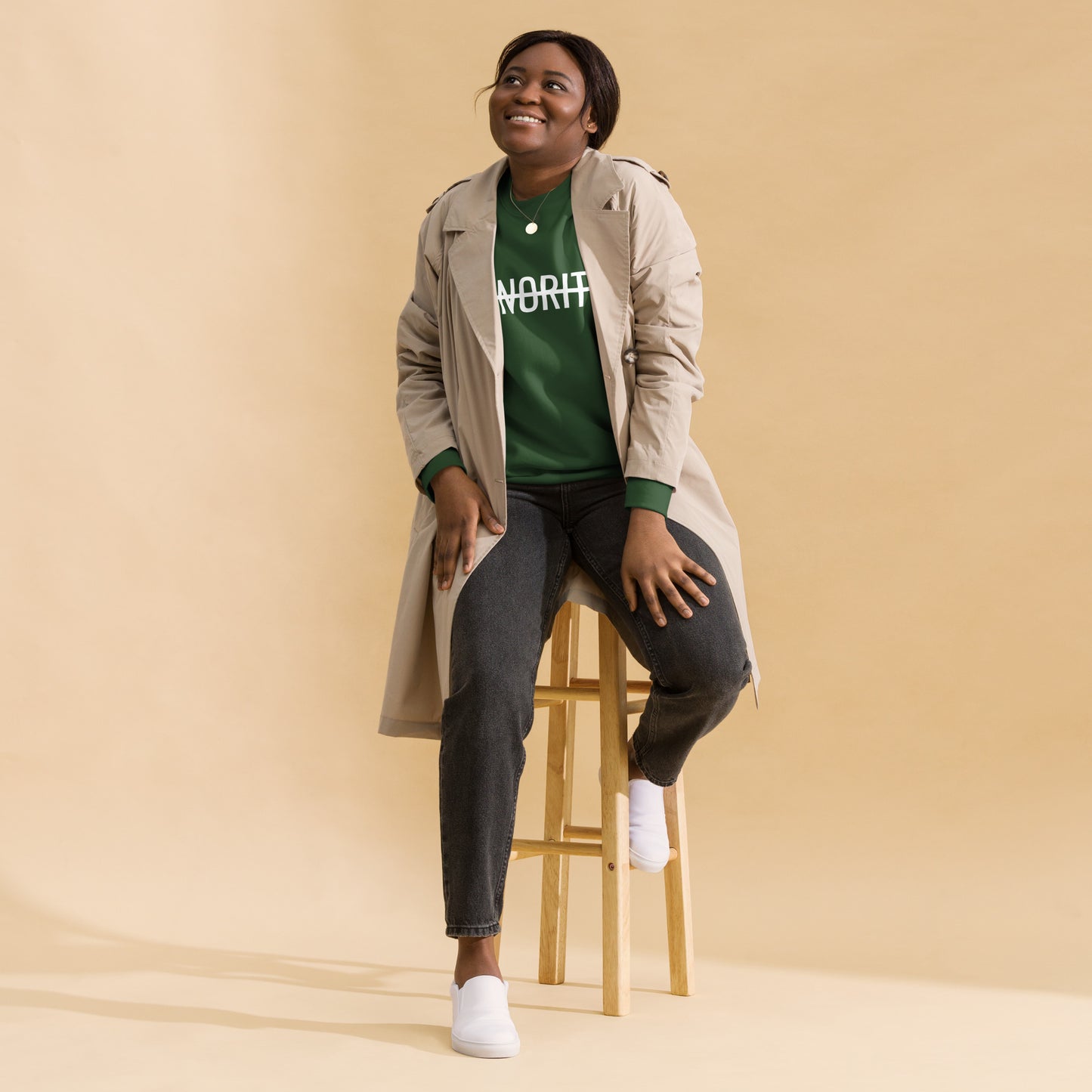 MTAM - Not A Minority Crewneck Sweatshirt - Comfortable Fleece, Side-Seamed, Cotton Blend, Valuable Back