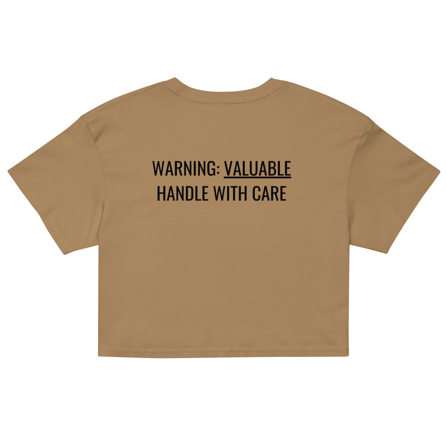 MTAM - Valuable Back Crop Top - 100% Combed Cotton, Relaxed Fit, Cropped Length, Soft and Durable | Black Text