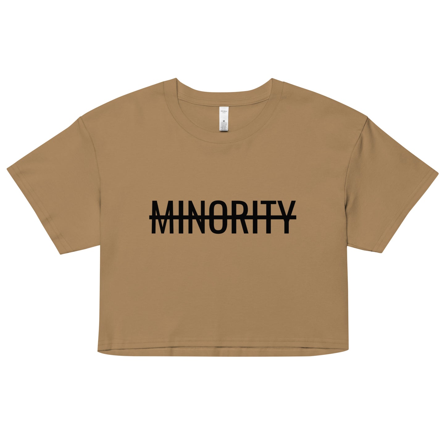 MTAM - Not A Minority Top Soft Cotton Crop Top, Relaxed Fit, Durable 100% Combed Cotton, Cropped Length | Black Text