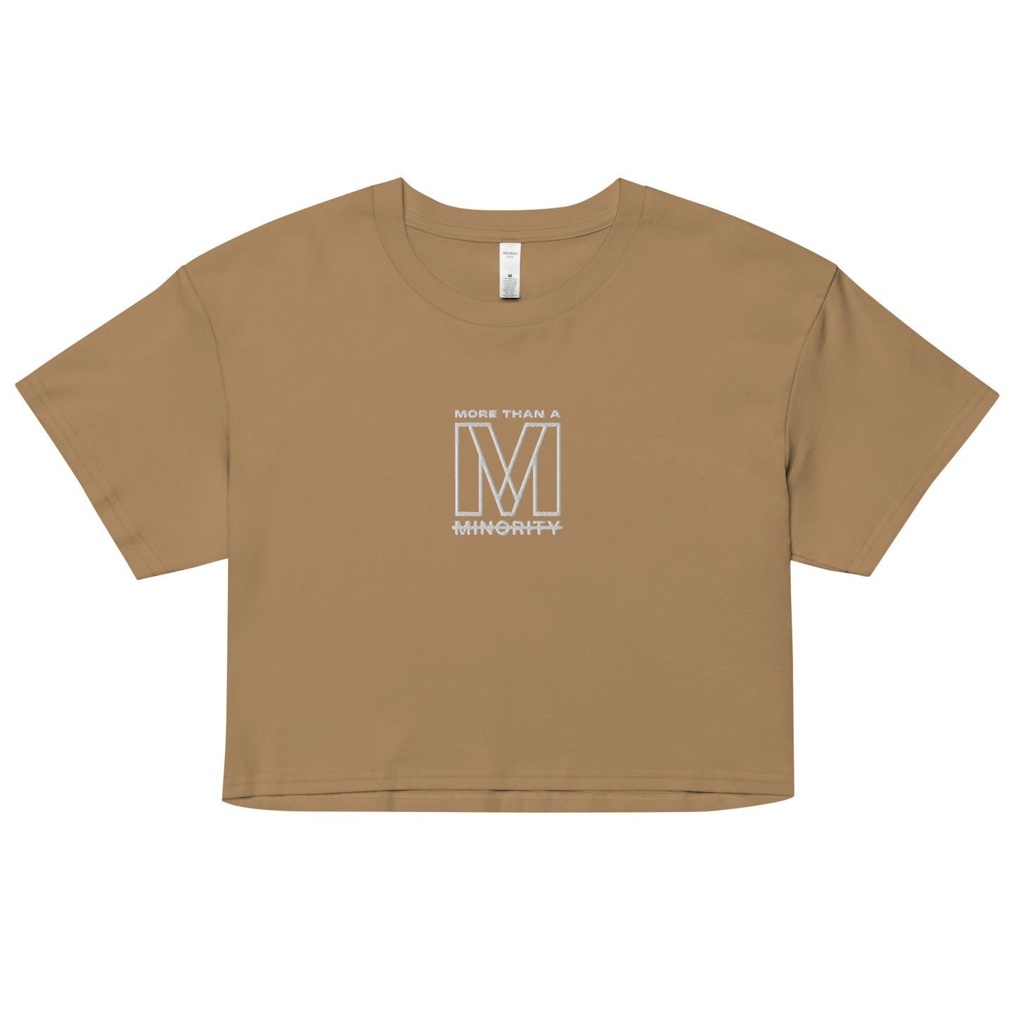 MTAM - Soft Cotton MTM Crop Top Embroidered Relaxed Fit, Durable 100% Combed Cotton, Cropped Length