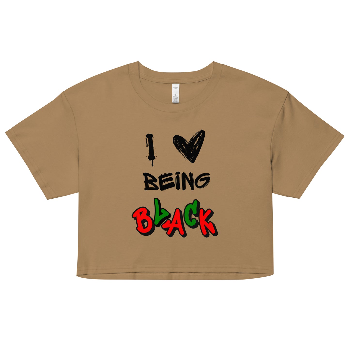 MTAM - I Love Being Black Crop Top - 100% Combed Cotton, Relaxed Fit, Cropped Length