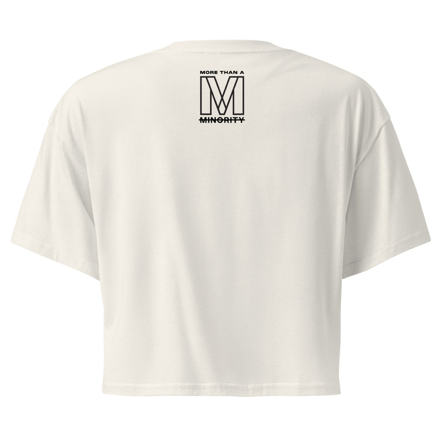 MTAM - Not A Minority Top Soft Cotton Crop Top, Relaxed Fit, Durable 100% Combed Cotton, Cropped Length | Black Text