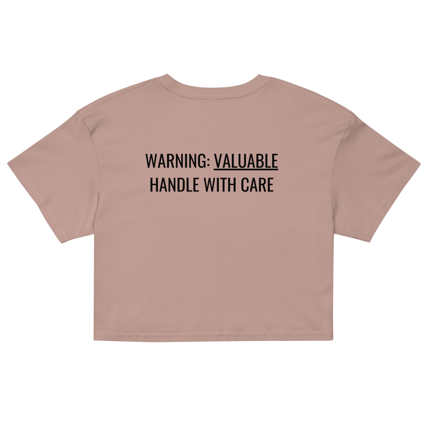 MTAM - Valuable Back Crop Top - 100% Combed Cotton, Relaxed Fit, Cropped Length, Soft and Durable | Black Text