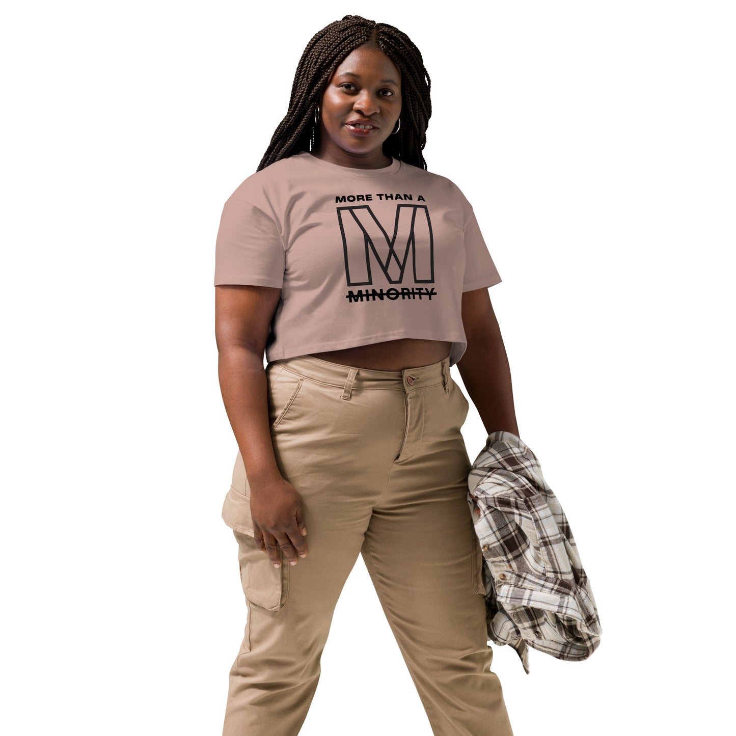 MTAM - Valuable Back Crop Top - 100% Combed Cotton, Relaxed Fit, Cropped Length, Soft and Durable | Black Text