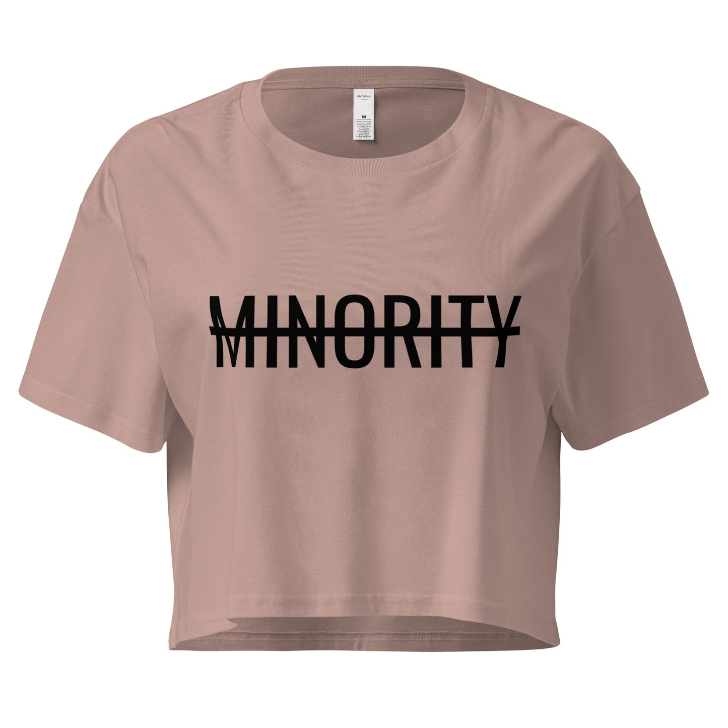 MTAM - Not A Minority Top Soft Cotton Crop Top, Relaxed Fit, Durable 100% Combed Cotton, Cropped Length | Black Text