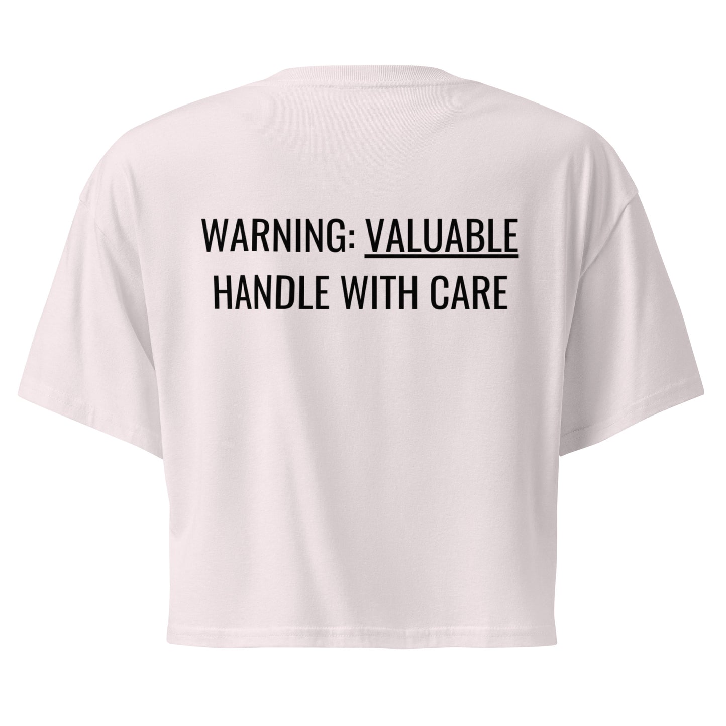MTAM - Valuable Back Crop Top - 100% Combed Cotton, Relaxed Fit, Cropped Length, Soft and Durable | Black Text