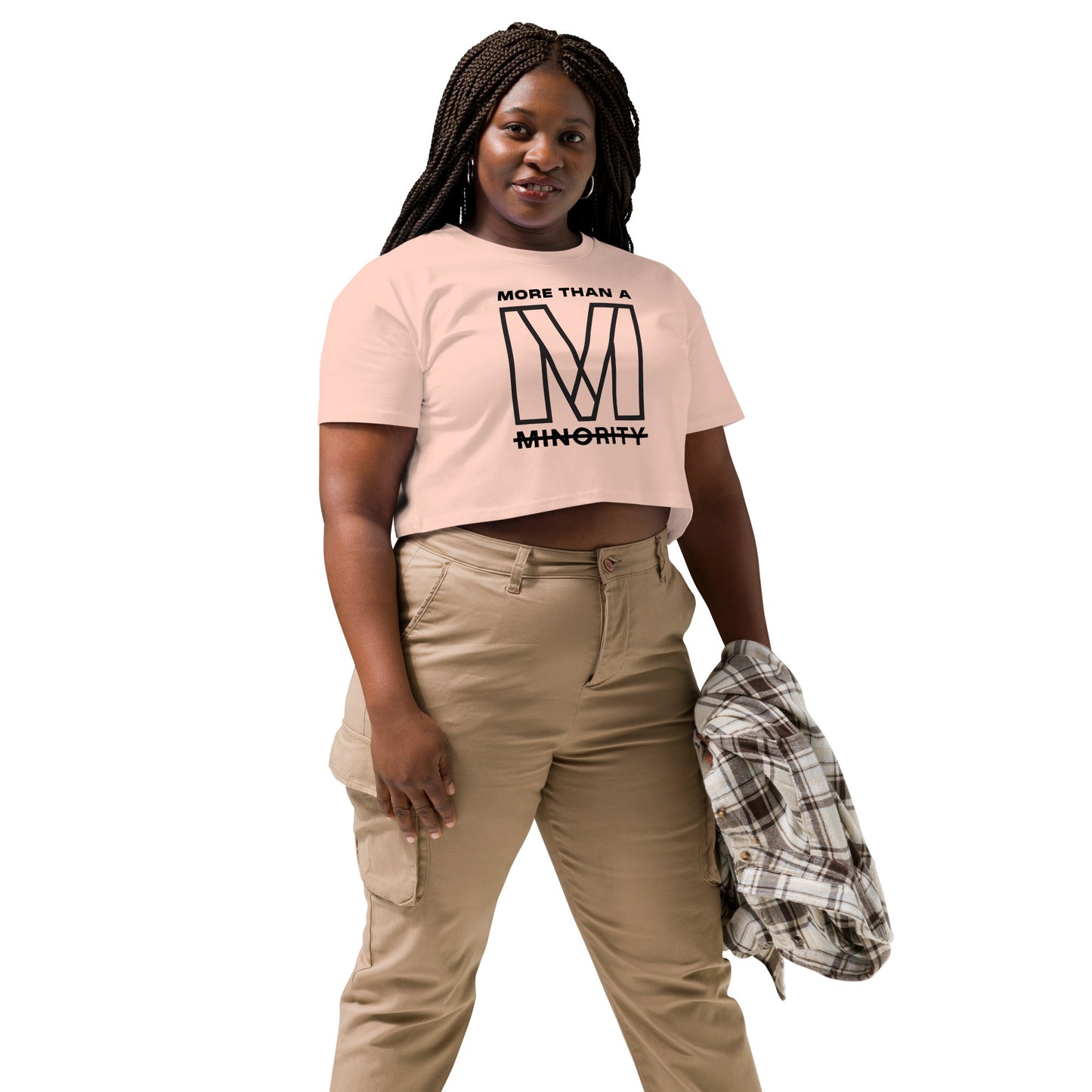 MTAM - Valuable Back Crop Top - 100% Combed Cotton, Relaxed Fit, Cropped Length, Soft and Durable | Black Text