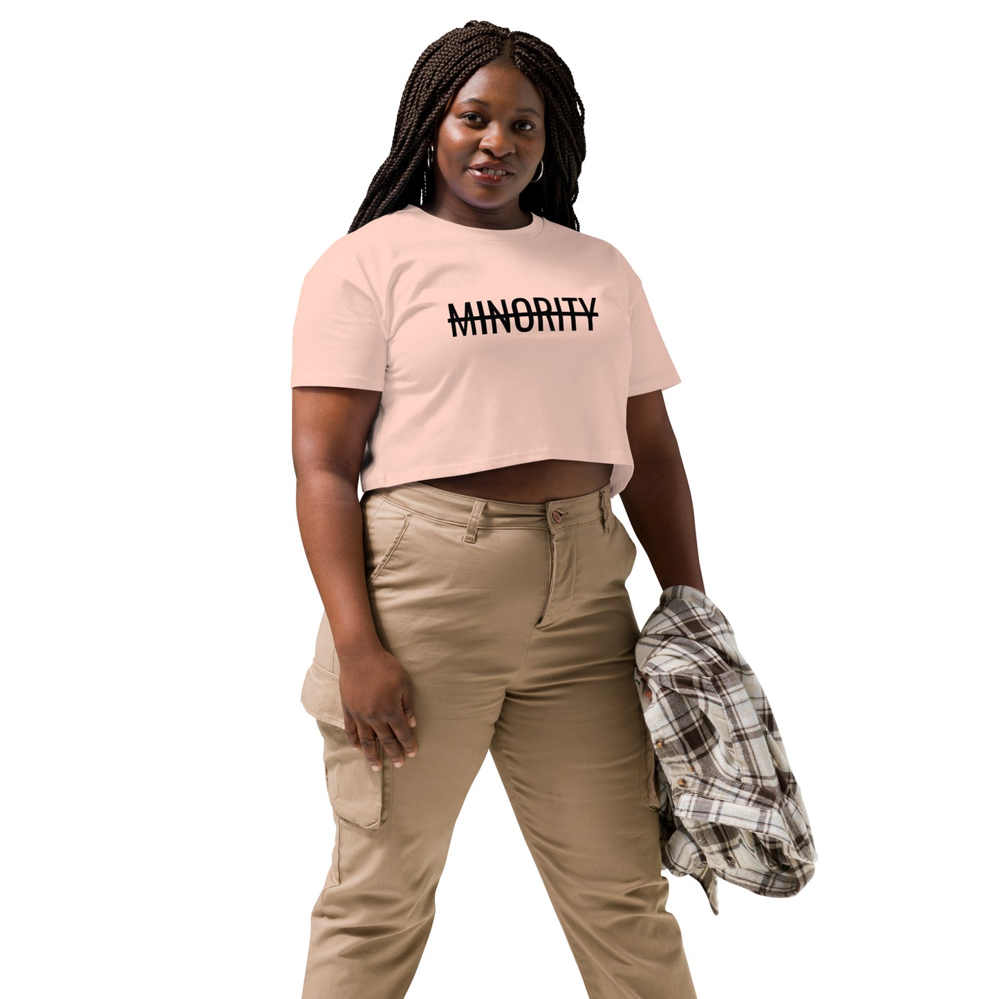 MTAM - Not A Minority Top Soft Cotton Crop Top, Relaxed Fit, Durable 100% Combed Cotton, Cropped Length | Black Text