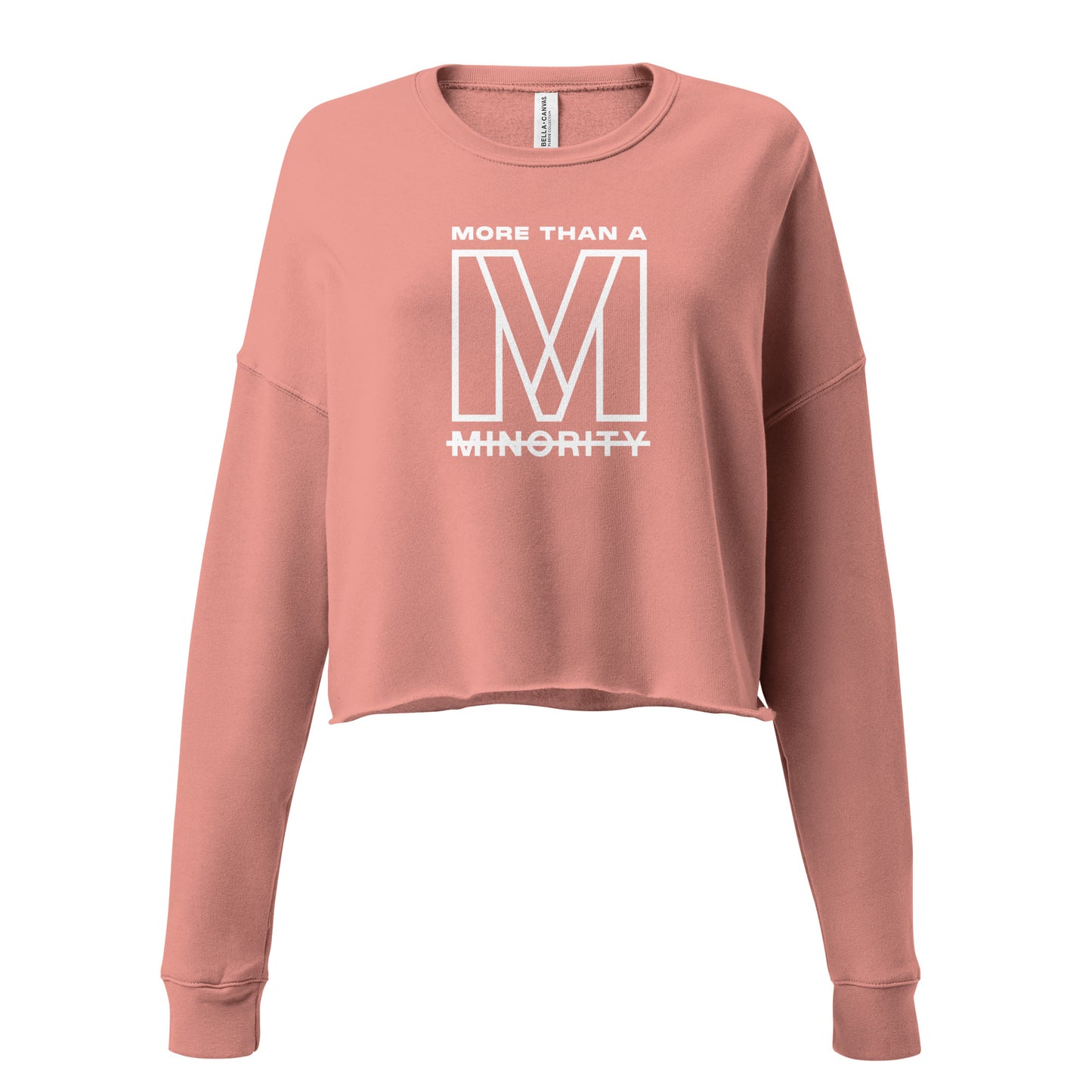 MTAM - Logo Crop Sweatshirt - Trendy Fleece Crop Top with Ribbed Neckline, Raw Hem, Multiple Colors, White Text