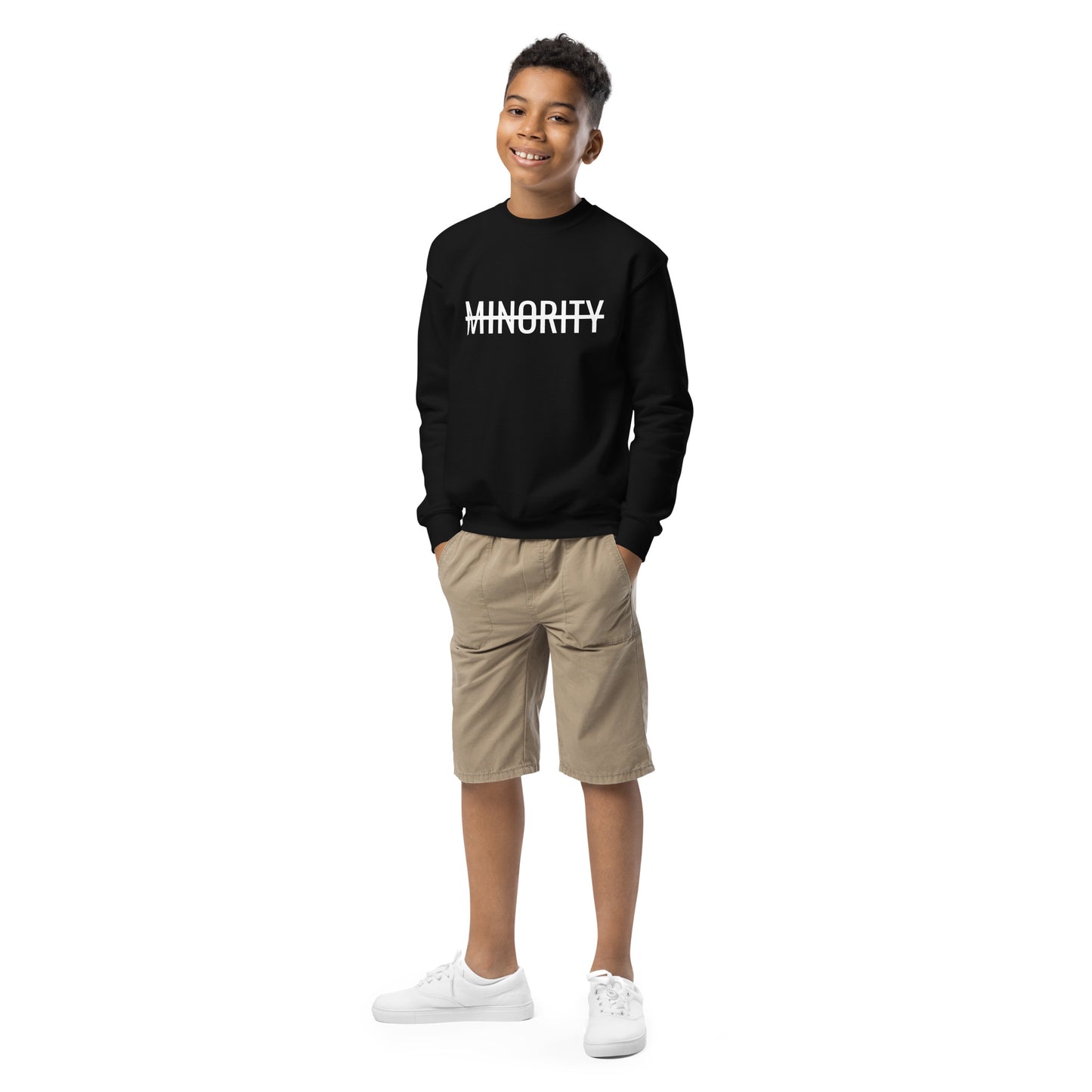 MTAM - Not A Minority Youth Crewneck Sweatshirt - Cozy, Soft Fleece, OEKO-TEX Certified, Easy Wash, 50/50 Cotton-Poly Blend, Regular Fit