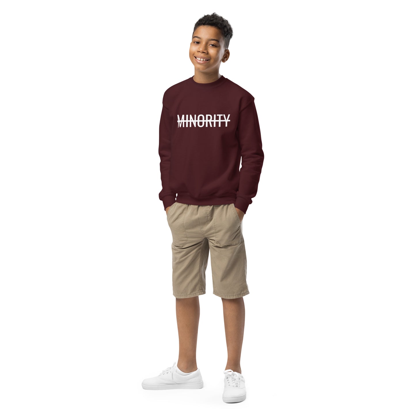 MTAM - Not A Minority Youth Crewneck Sweatshirt - Cozy, Soft Fleece, OEKO-TEX Certified, Easy Wash, 50/50 Cotton-Poly Blend, Regular Fit
