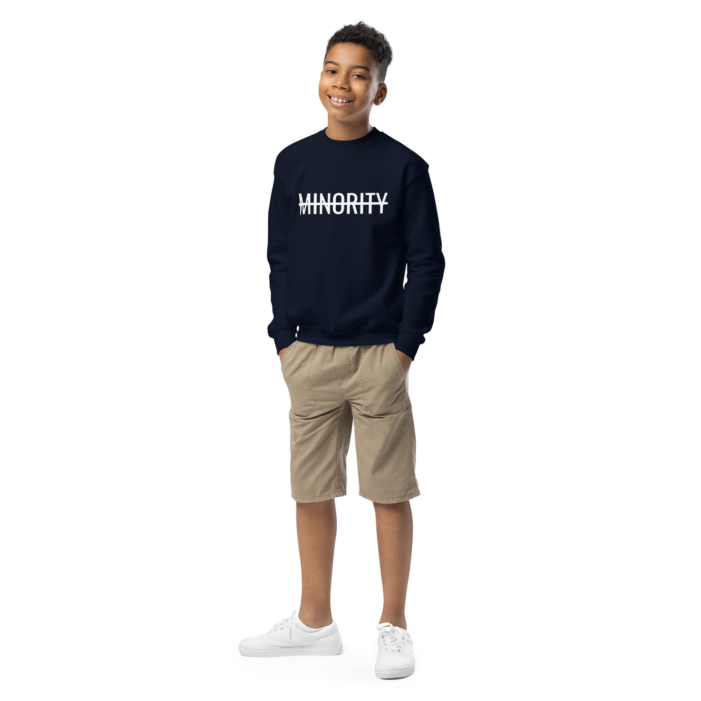 MTAM - Not A Minority Youth Crewneck Sweatshirt - Cozy, Soft Fleece, OEKO-TEX Certified, Easy Wash, 50/50 Cotton-Poly Blend, Regular Fit