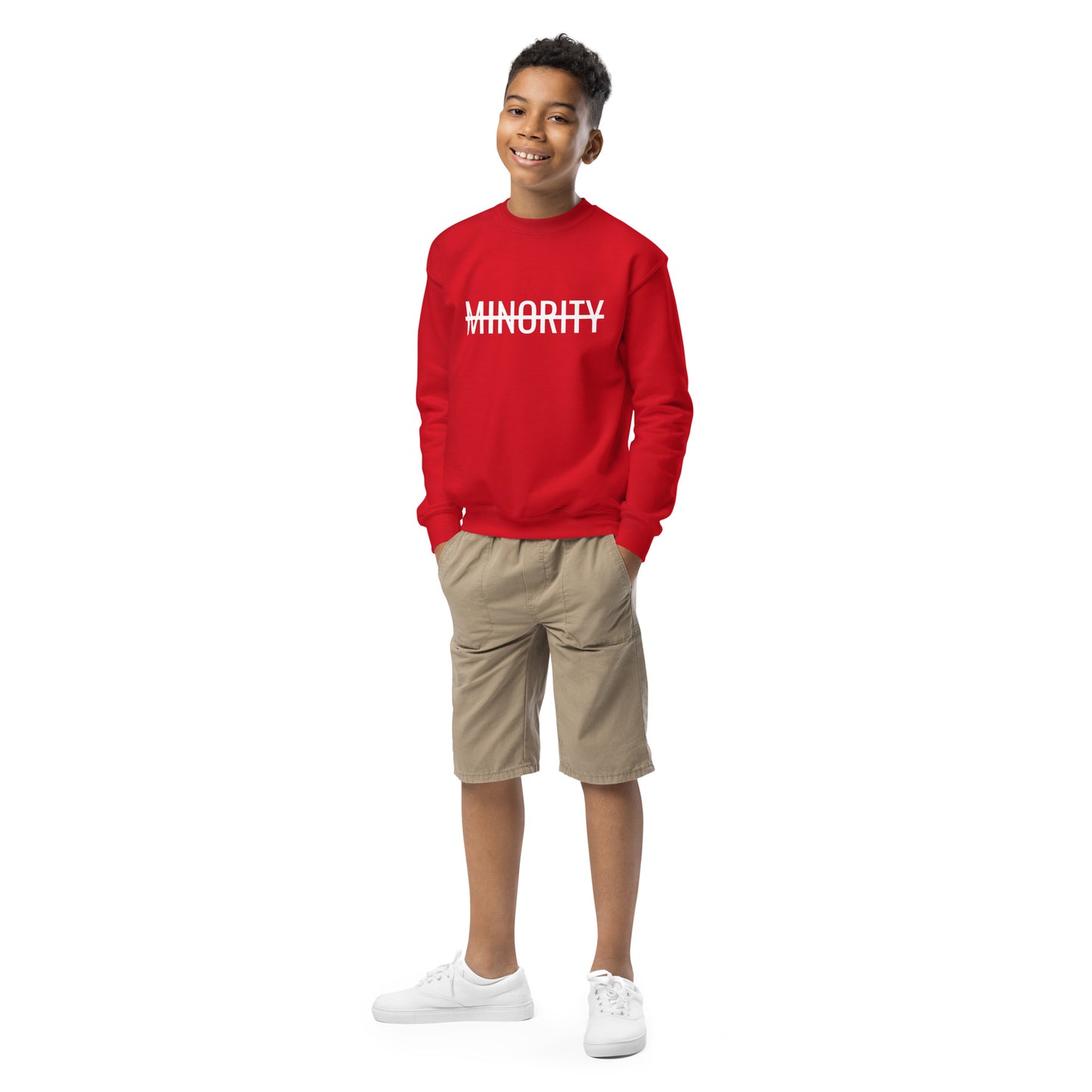 MTAM - Not A Minority Youth Crewneck Sweatshirt - Cozy, Soft Fleece, OEKO-TEX Certified, Easy Wash, 50/50 Cotton-Poly Blend, Regular Fit