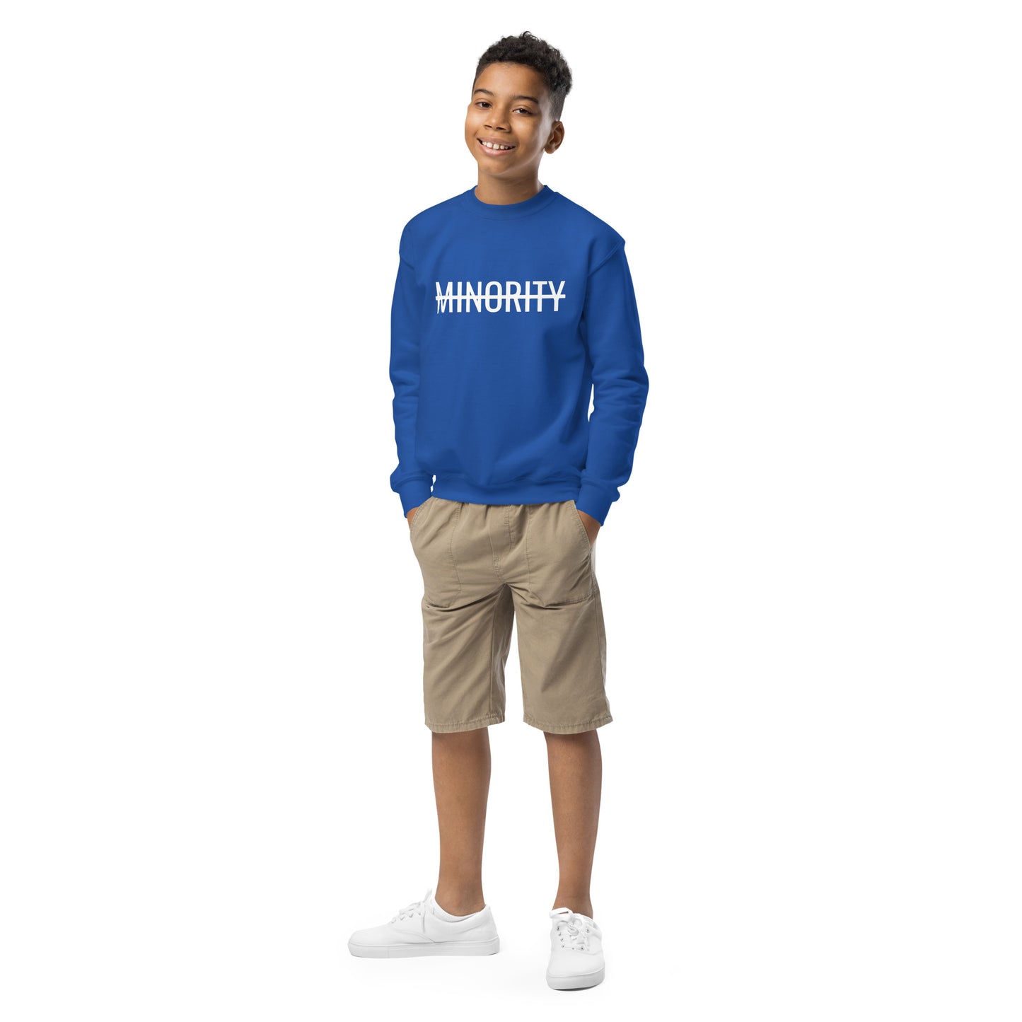 MTAM - Not A Minority Youth Crewneck Sweatshirt - Cozy, Soft Fleece, OEKO-TEX Certified, Easy Wash, 50/50 Cotton-Poly Blend, Regular Fit
