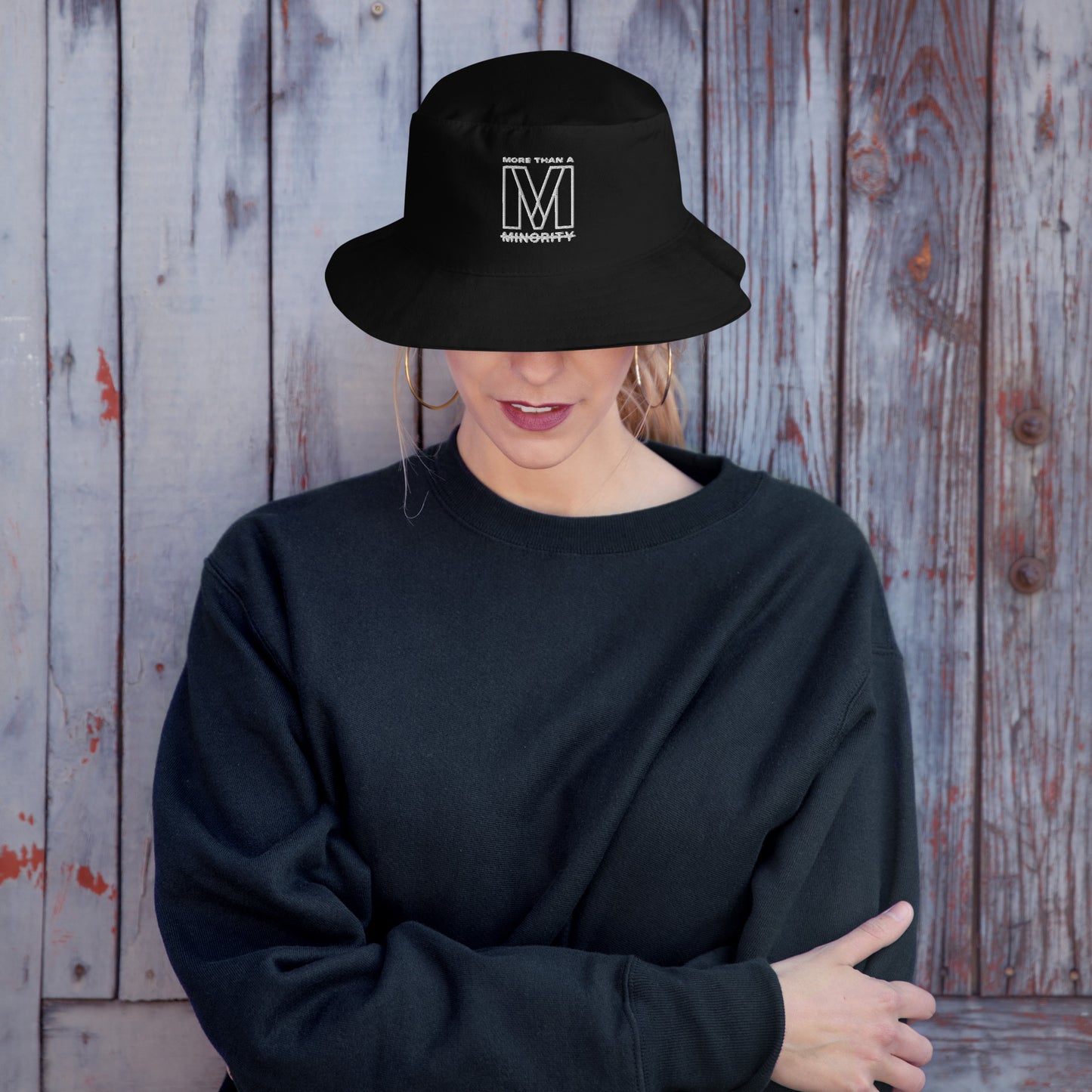 MTAM - More Than A Minority Embroidered Logo Bucket Hat - White Text, 100% Cotton Twill, Breathable Sewn Eyelets