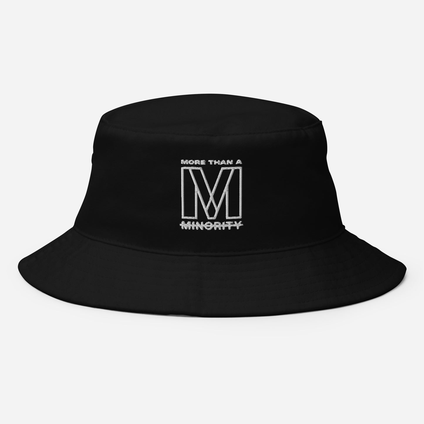 MTAM - More Than A Minority Embroidered Logo Bucket Hat - White Text, 100% Cotton Twill, Breathable Sewn Eyelets