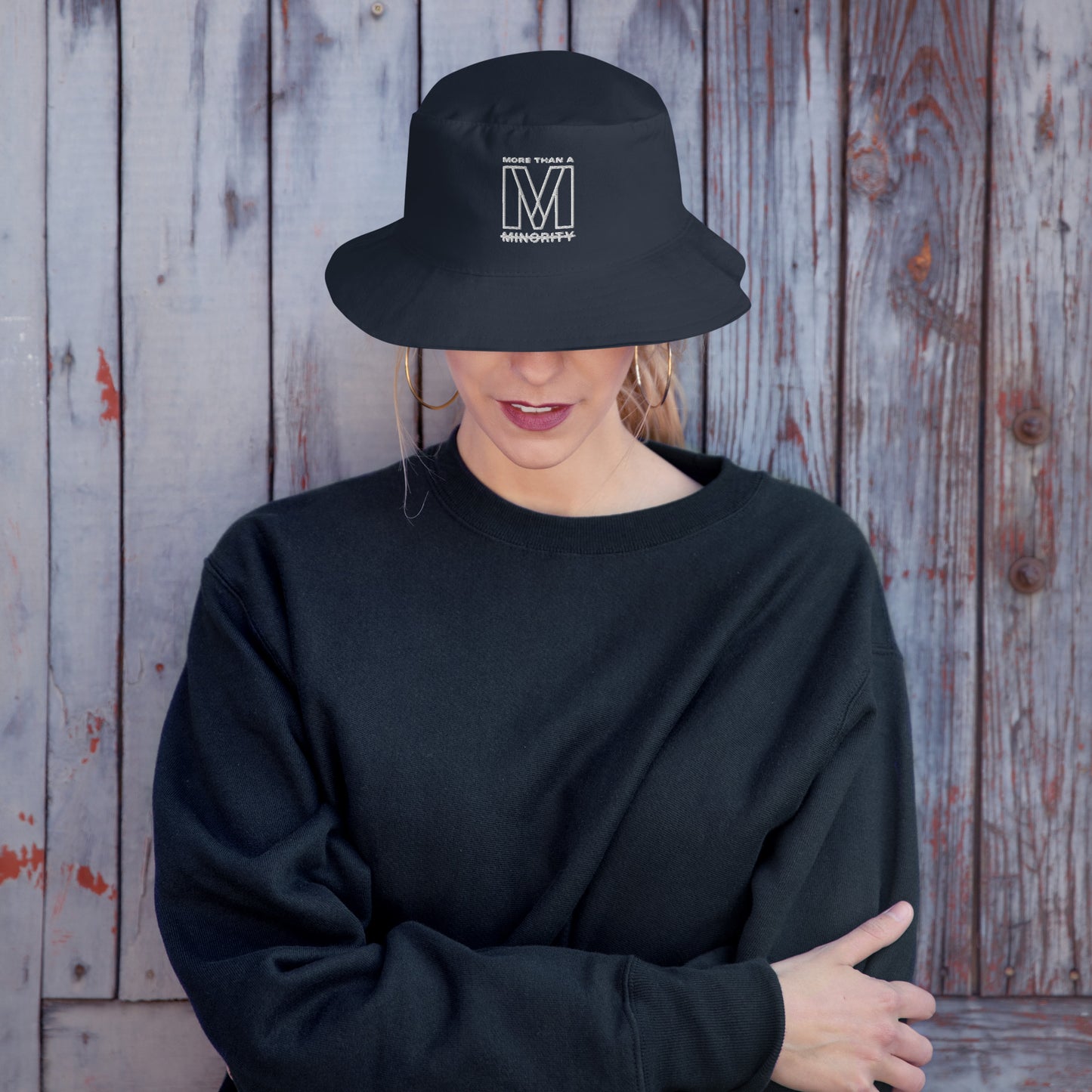 MTAM - More Than A Minority Embroidered Logo Bucket Hat - White Text, 100% Cotton Twill, Breathable Sewn Eyelets