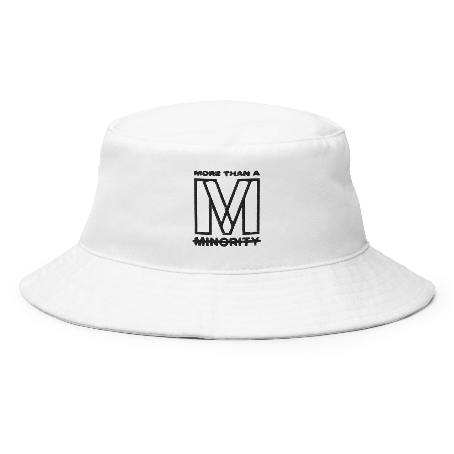 MTAM - More Than A Minority Embroidered Logo Bucket Hat - Black Text, 100% Cotton Twill, Breathable Sewn Eyelets